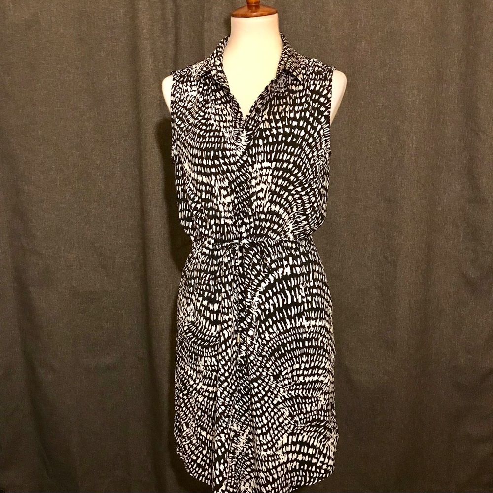 Patterned Button-Down Dress with Collar